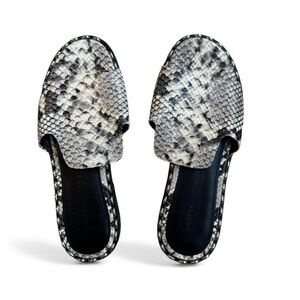 Sigerson Morrison Black and Gray Mules with Snakeskin Pattern